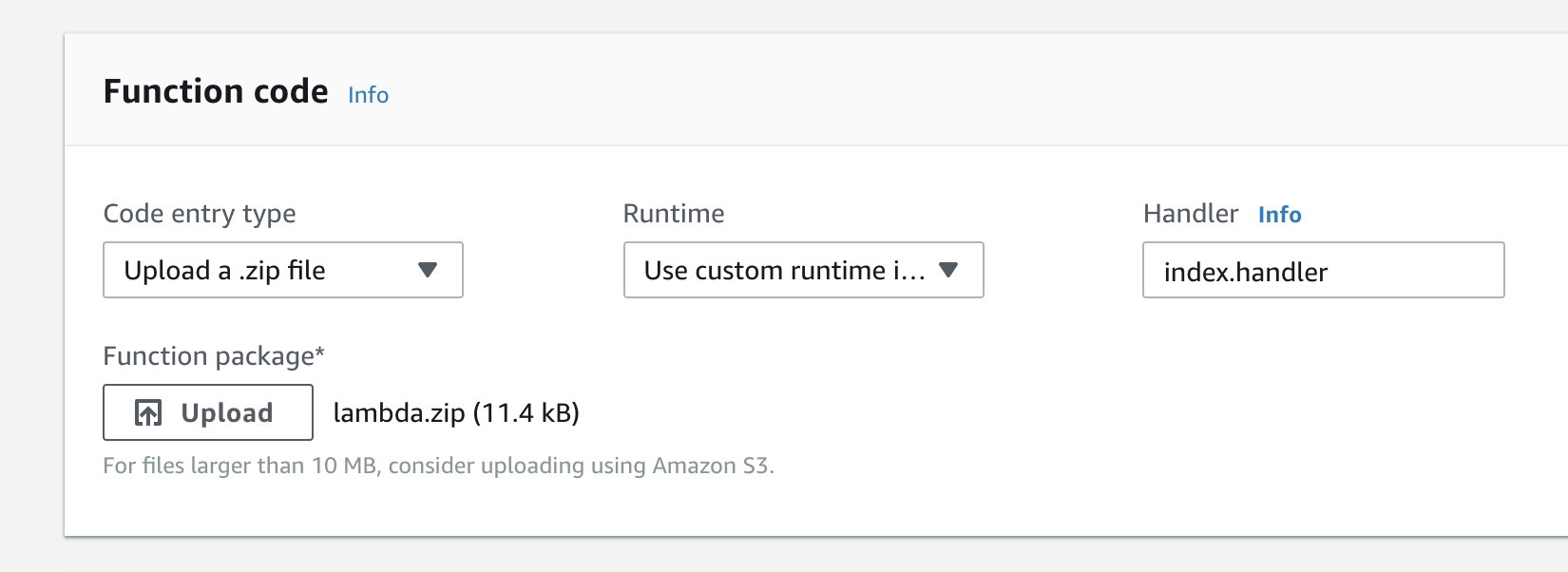 Function code setup screenshot Function code